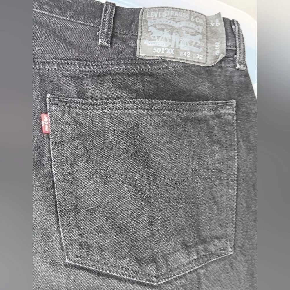 Levis 501xx Men's 41x30 Jeans Denim Button Fly Strait Black Cotton High Rise